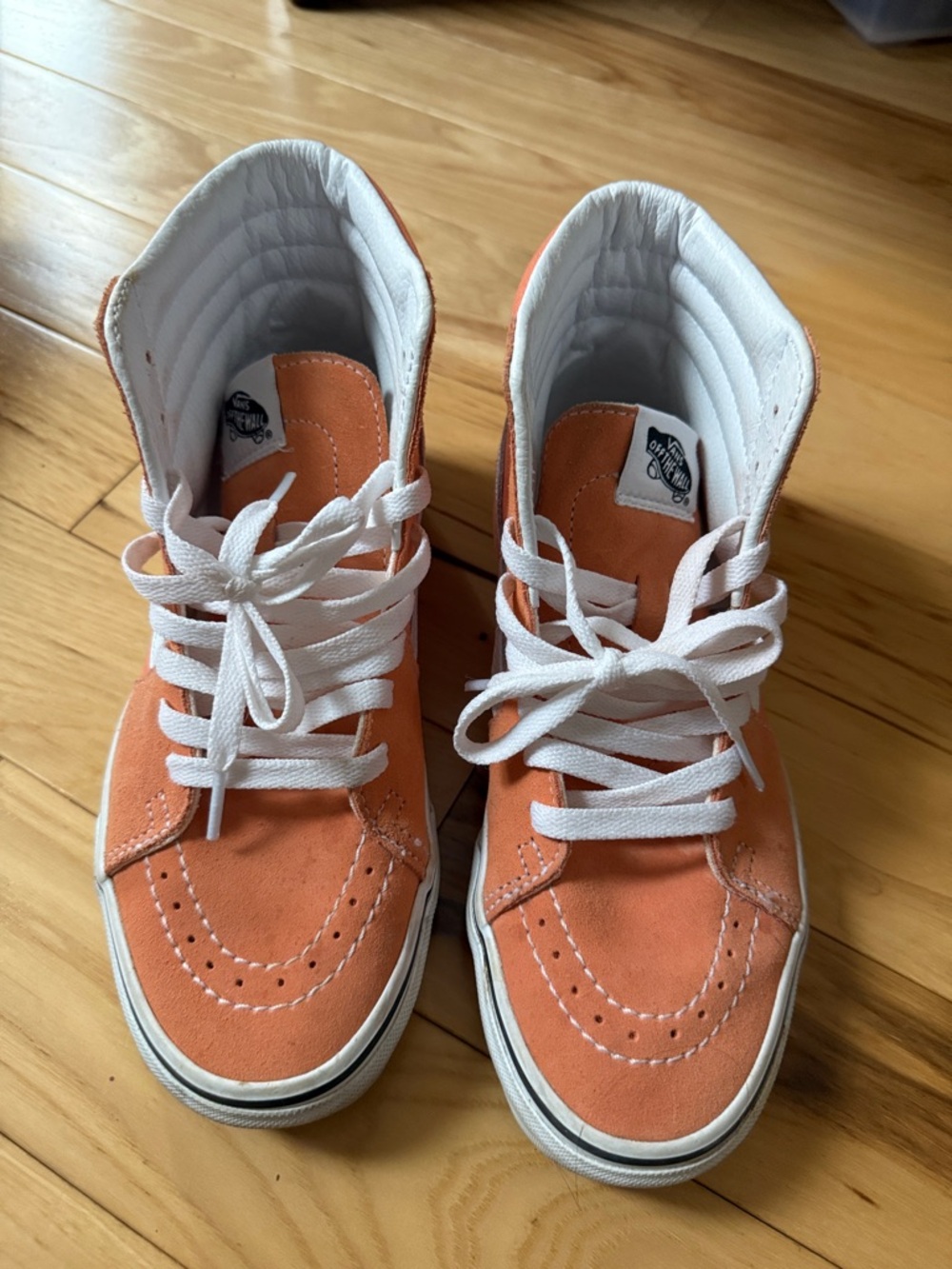 Vans High-Top Sneakers in Orange and White